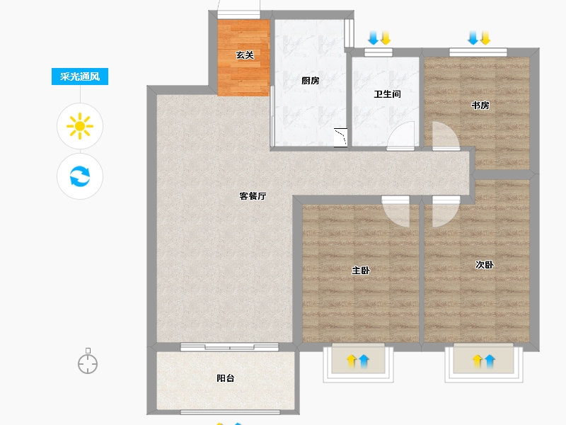 河北省-保定市-鹏润美墅家-85.00-户型库-采光通风