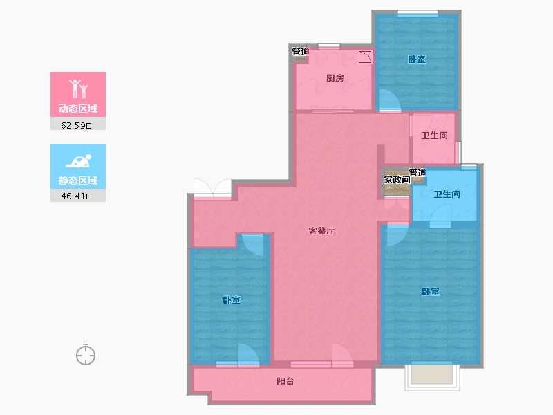 山西省-太原市-万科如园-98.51-户型库-动静分区