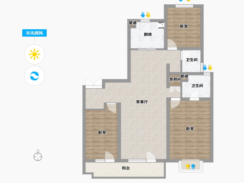 山西省-太原市-万科如园-98.51-户型库-采光通风