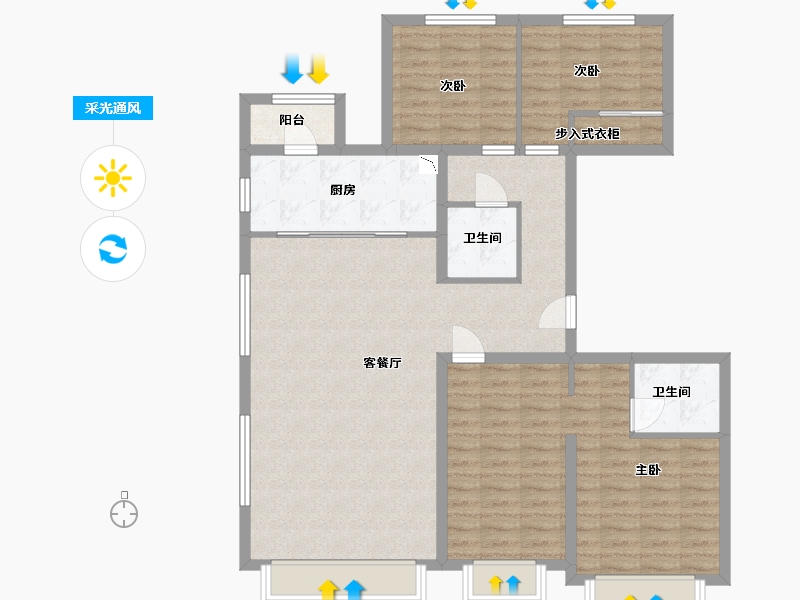 河北省-廊坊市-万科翡翠华章-112.00-户型库-采光通风