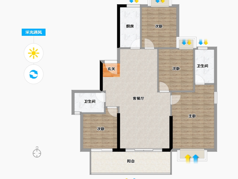 云南省-曲靖市-安厦瑞和新城2期-117.00-户型库-采光通风