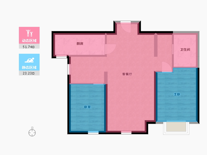 内蒙古自治区-包头市-保利·心语-67.06-户型库-动静分区