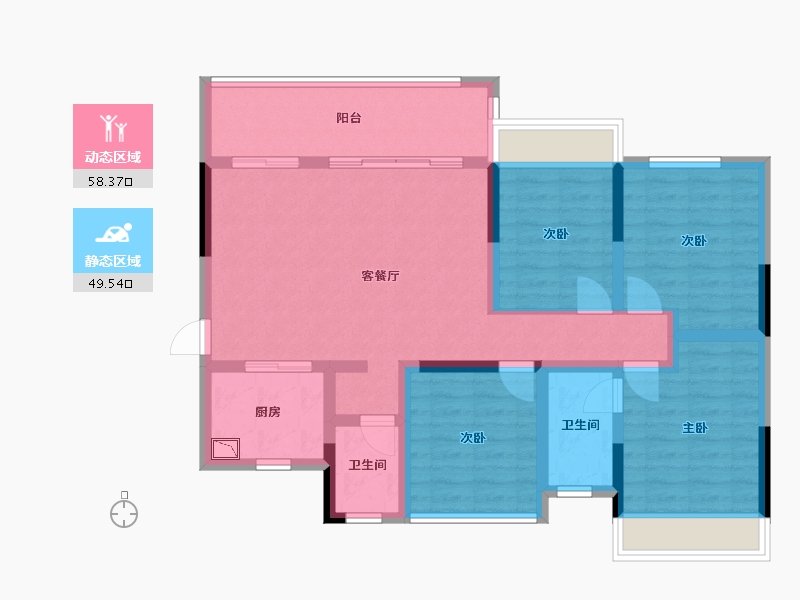 广西壮族自治区-桂林市-桂林彰泰红博学府-95.37-户型库-动静分区