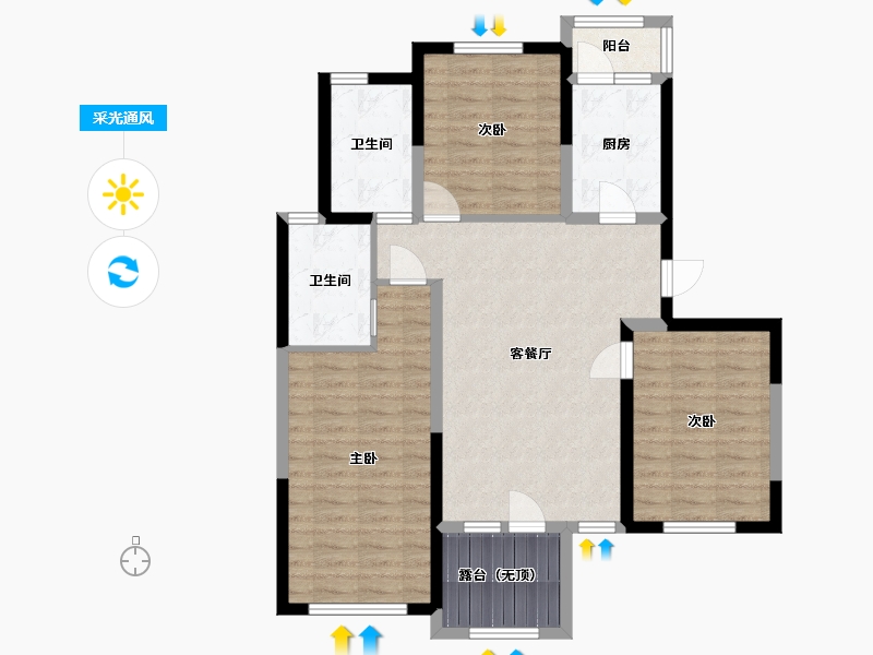 河北省-廊坊市-丽嘉·新航城-92.35-户型库-采光通风