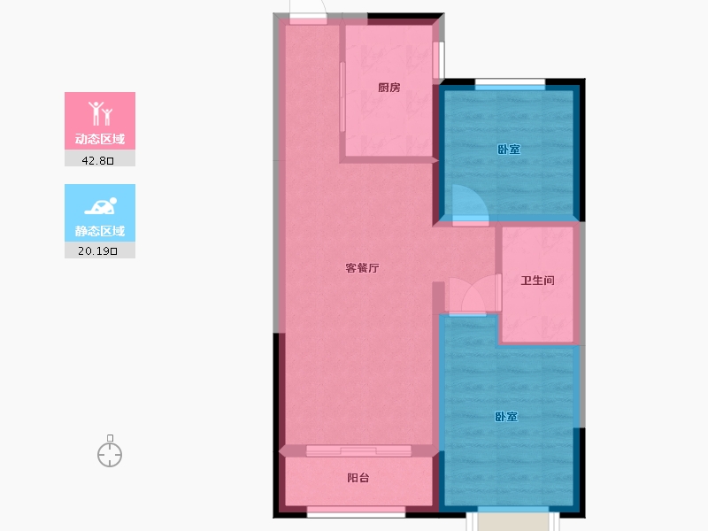 内蒙古自治区-包头市-富力·院士廷-55.83-户型库-动静分区