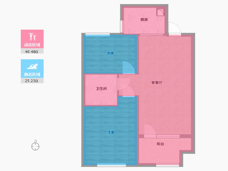 河北省-廊坊市-荣盛阿尔卡迪亚香河花语城-64.00-户型库-动静分区