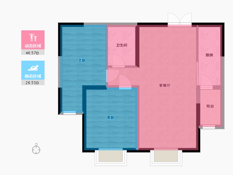 内蒙古自治区-包头市-方兴·观澜壹号-65.36-户型库-动静分区