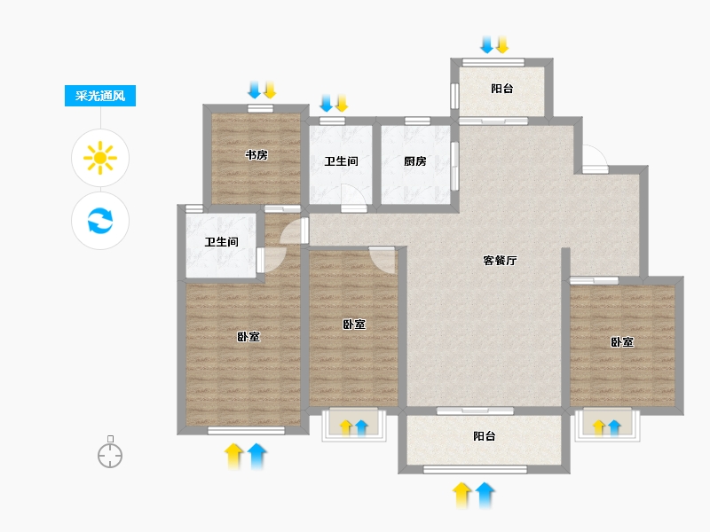 山西省-运城市-东湖湾-128.61-户型库-采光通风