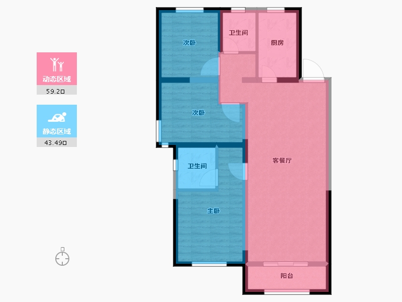 内蒙古自治区-包头市-伊泰·华府荟-92.00-户型库-动静分区