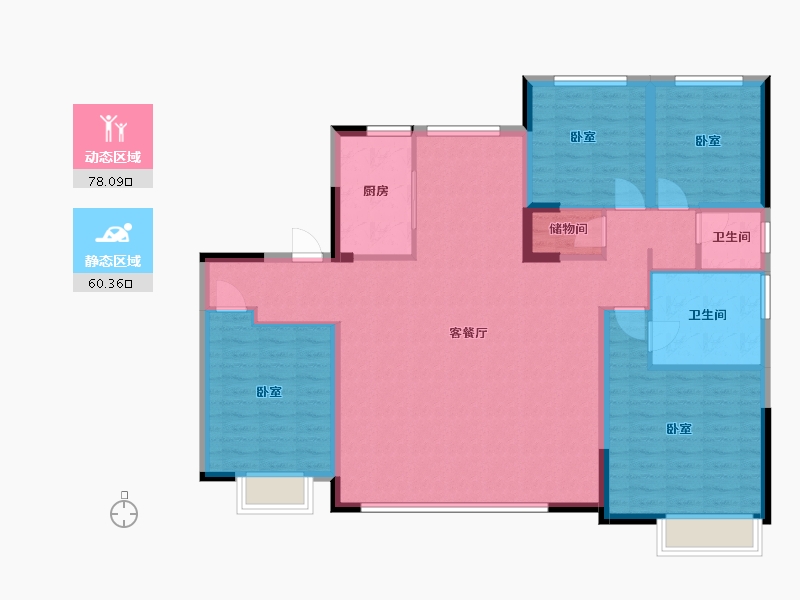 内蒙古自治区-通辽市-诚达·龙庭御府-125.67-户型库-动静分区