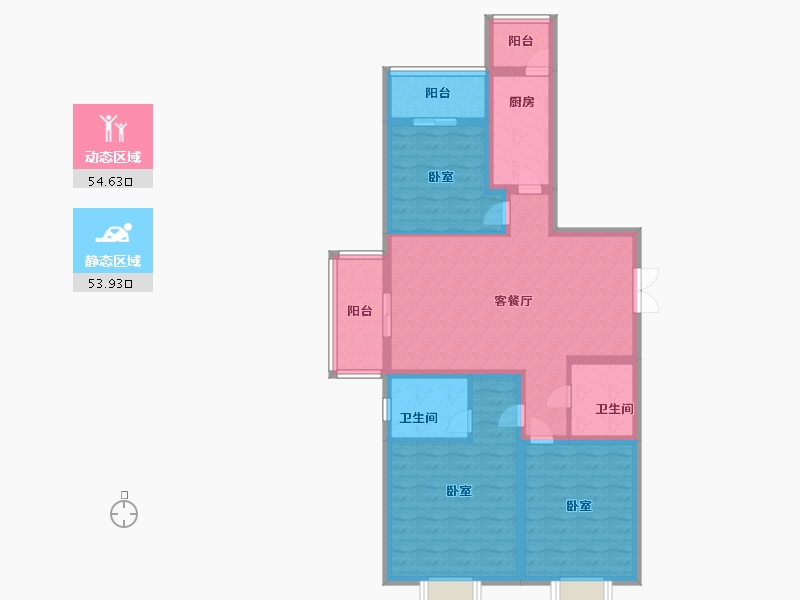 山西省-太原市-华康悦府-96.29-户型库-动静分区