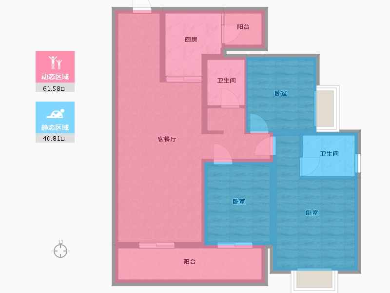 云南省-昆明市-龙湖天璞-90.68-户型库-动静分区