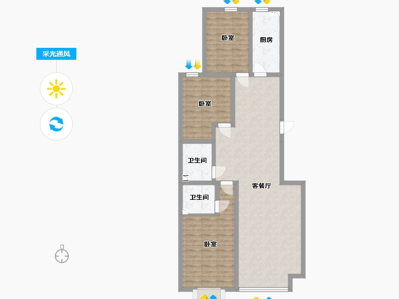 内蒙古自治区-呼和浩特市-巨华·融城百汇-101.42-户型库-采光通风