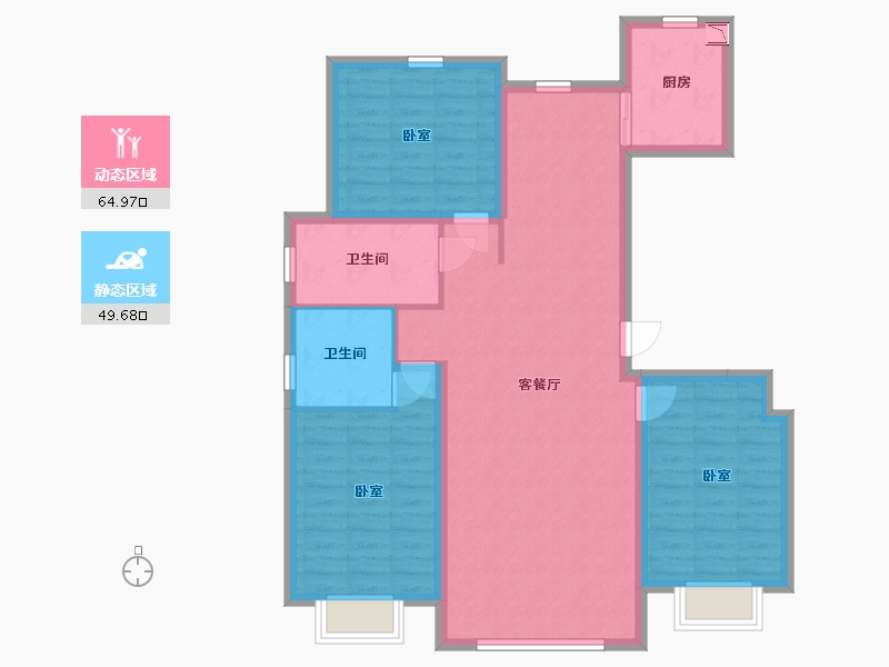 内蒙古自治区-包头市-壹品府-103.43-户型库-动静分区