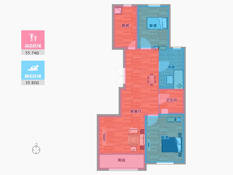 内蒙古自治区-包头市-青山枫景-81.71-户型库-动静分区