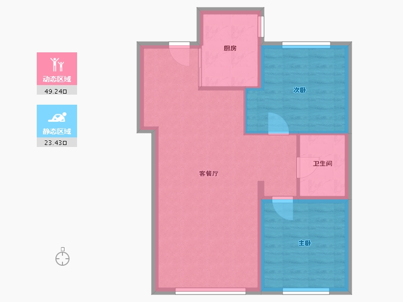 内蒙古自治区-呼和浩特市-紫云 · 锦都-65.60-户型库-动静分区