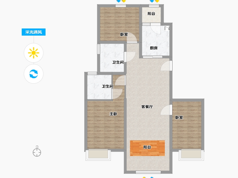 内蒙古自治区-包头市-包头恒大麓山庄园-106.02-户型库-采光通风