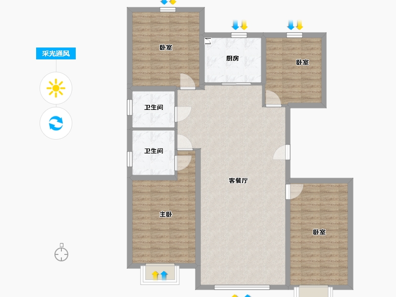 内蒙古自治区-包头市-壹品府-117.33-户型库-采光通风