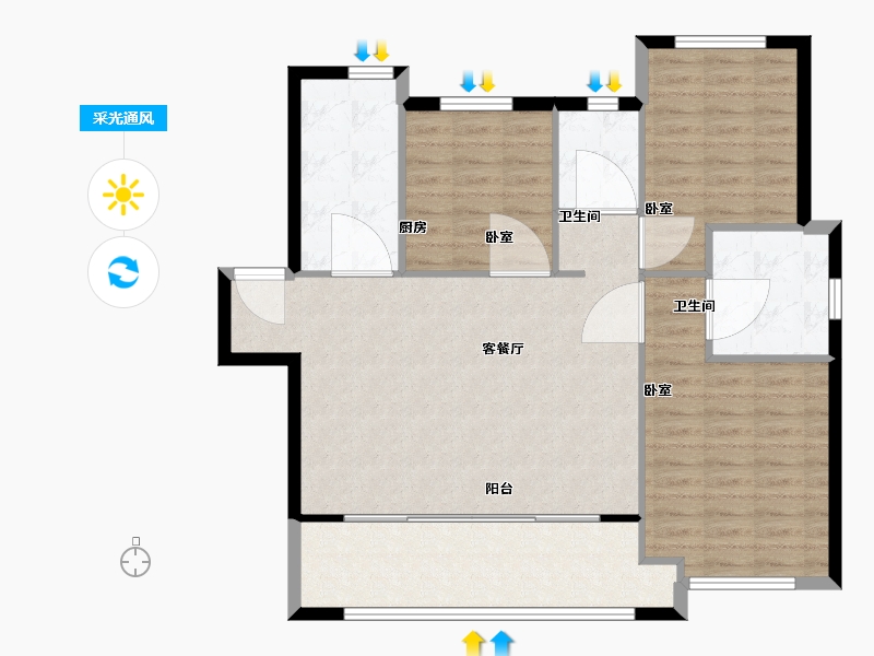 内蒙古自治区-包头市-中海·铂悦公馆-98.01-户型库-采光通风