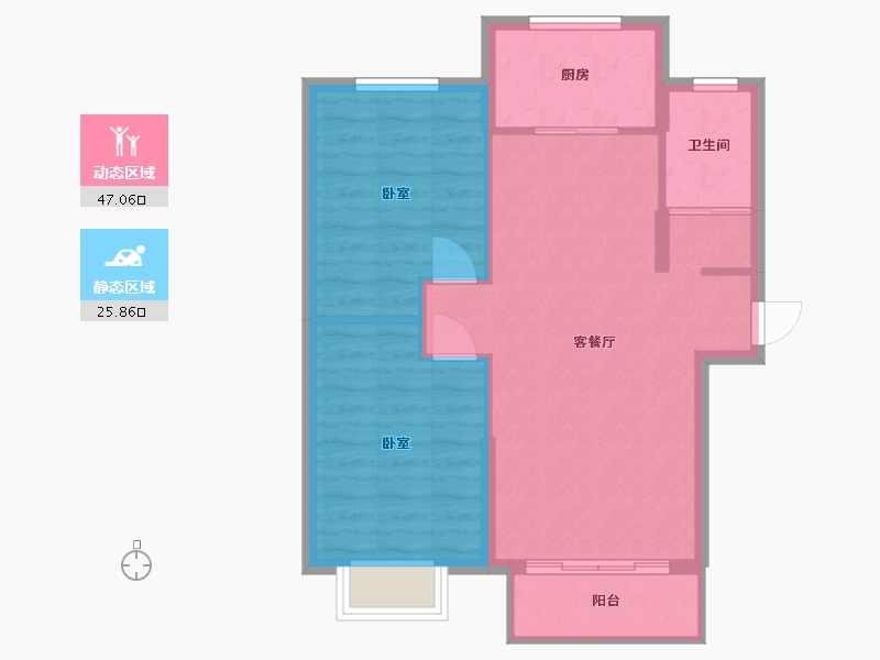 内蒙古自治区-通辽市-北京观筑-66.26-户型库-动静分区