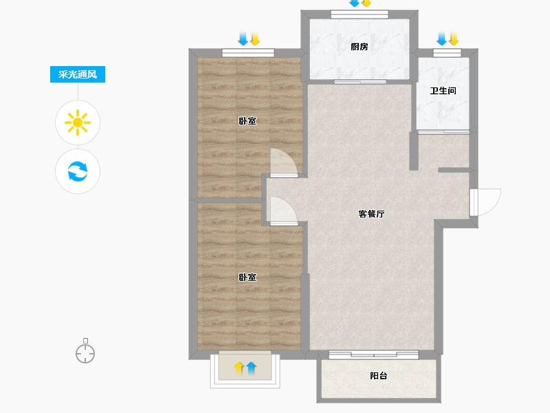 内蒙古自治区-通辽市-北京观筑-66.26-户型库-采光通风