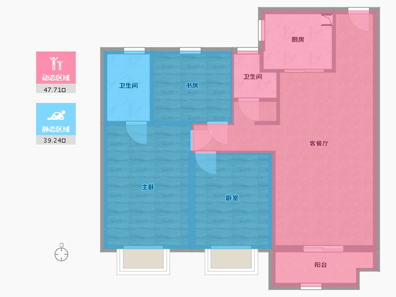 内蒙古自治区-包头市-中梁・首府壹号院-77.84-户型库-动静分区