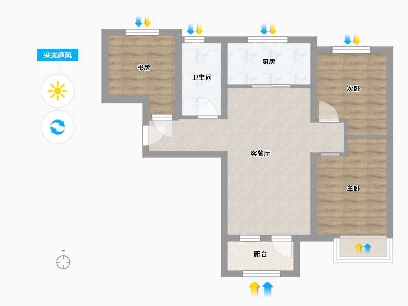 河北省-廊坊市-永定河孔雀城莱茵河谷凡尔赛花园-63.24-户型库-采光通风