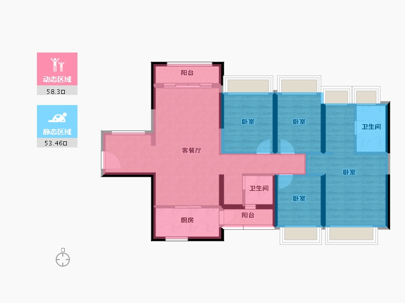 云南省-昆明市-金色城邦二期-98.97-户型库-动静分区