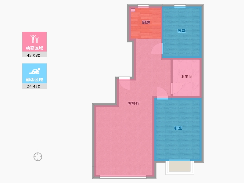 内蒙古自治区-赤峰市-宝盛正大华庭-62.17-户型库-动静分区