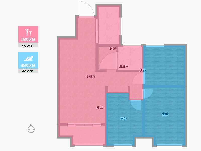 内蒙古自治区-呼和浩特市-融创鹏辉·玉兰天宸-86.00-户型库-动静分区