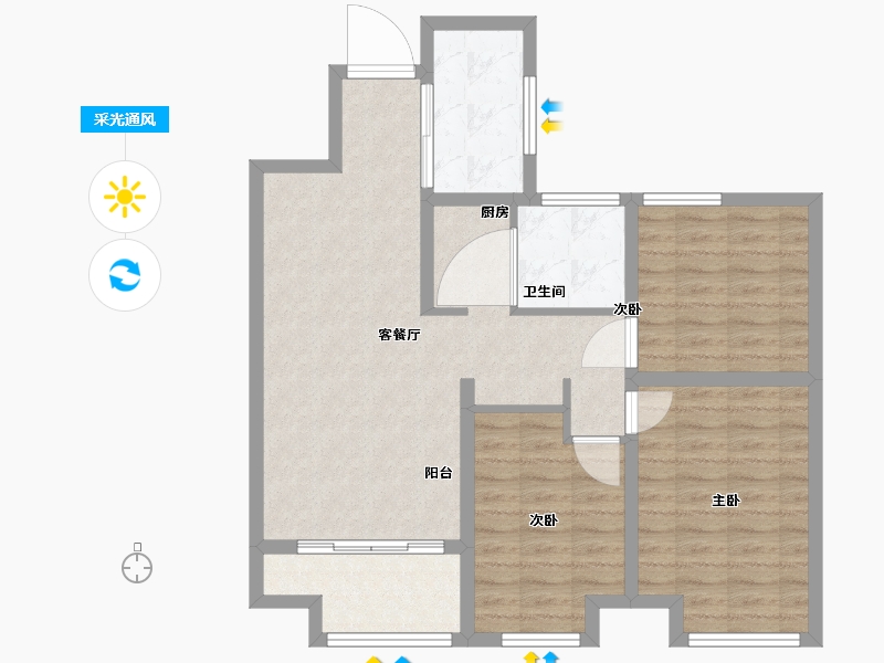 内蒙古自治区-呼和浩特市-融创鹏辉·玉兰天宸-86.00-户型库-采光通风