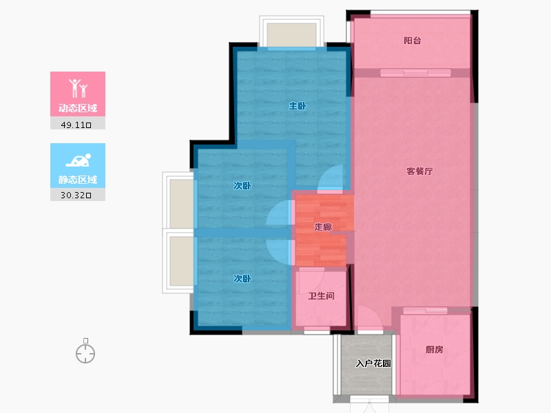 贵州省-安顺市-时代顺城-73.83-户型库-动静分区