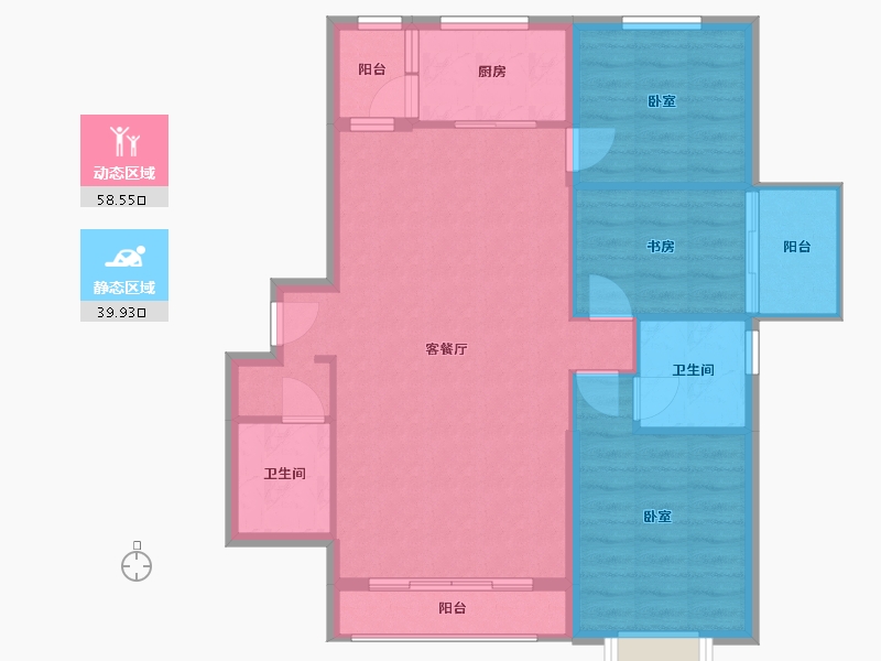 内蒙古自治区-通辽市-北京观筑-89.54-户型库-动静分区