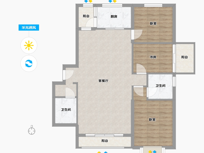 内蒙古自治区-通辽市-北京观筑-89.54-户型库-采光通风