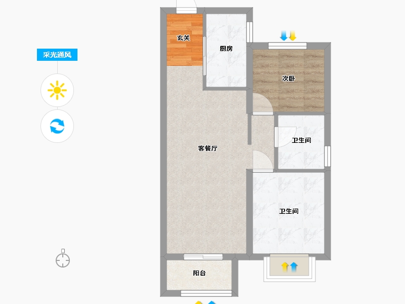 河北省-廊坊市-温泉新都孔雀城-52.72-户型库-采光通风