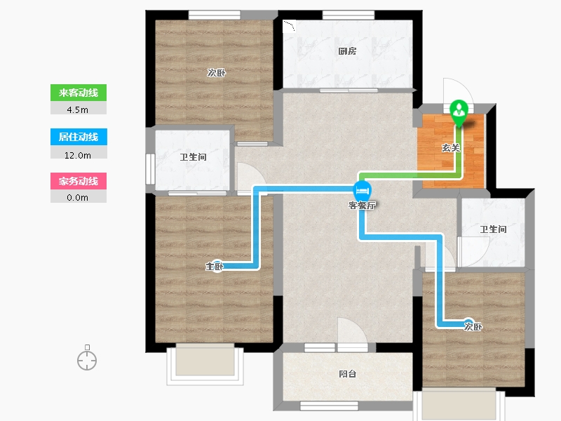 河北省-廊坊市-温泉新都孔雀城-74.28-户型库-动静线