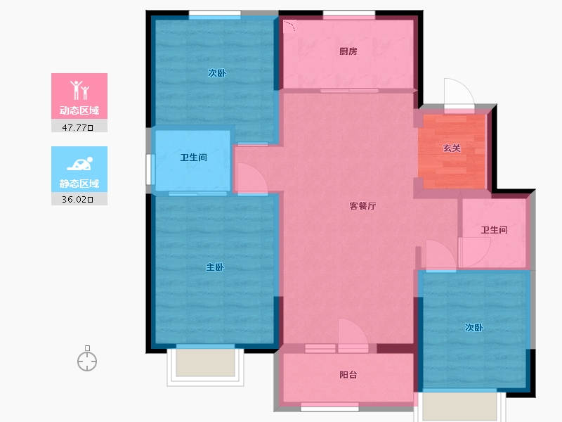 河北省-廊坊市-温泉新都孔雀城-74.28-户型库-动静分区