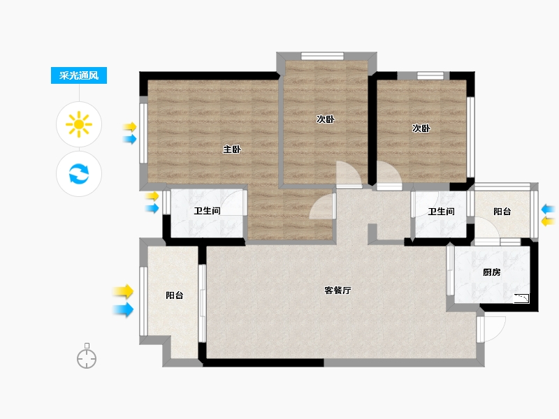 广西壮族自治区-桂林市-宏湖中央城-85.33-户型库-采光通风