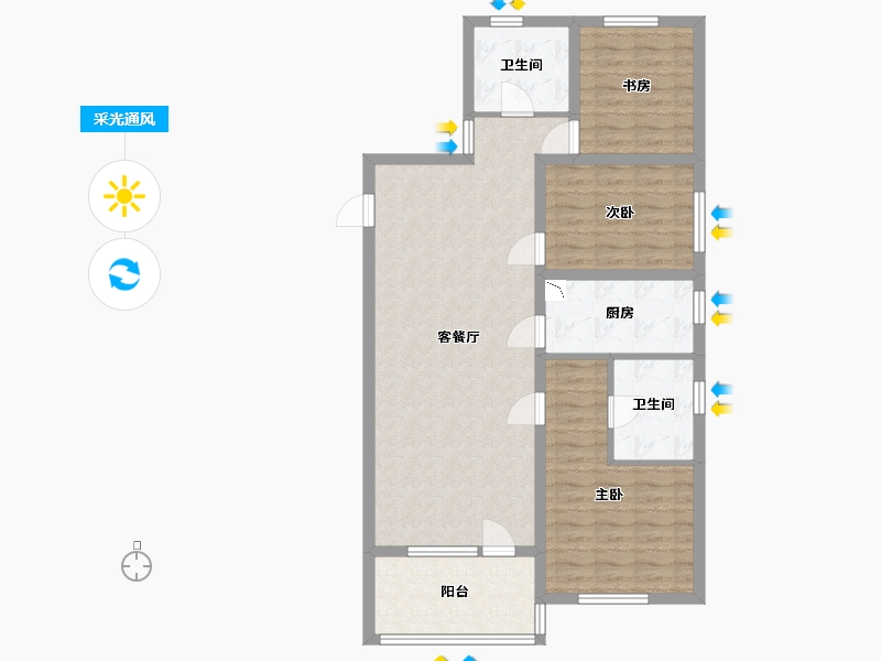 河北省-廊坊市-牛驼温泉孔雀城-95.20-户型库-采光通风