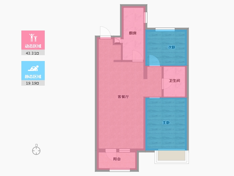 河北省-廊坊市-永定河孔雀城莱茵河谷凡尔赛花园-55.03-户型库-动静分区