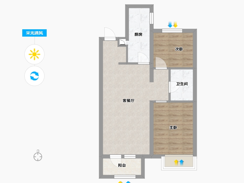 河北省-廊坊市-永定河孔雀城莱茵河谷凡尔赛花园-55.03-户型库-采光通风