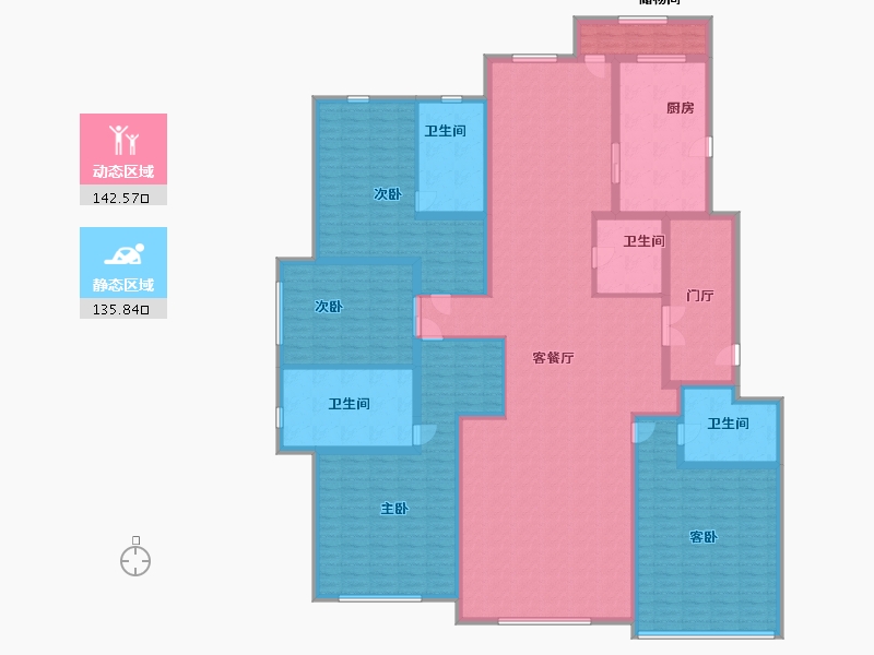 内蒙古自治区-呼和浩特市-巨华·紫光园-253.92-户型库-动静分区