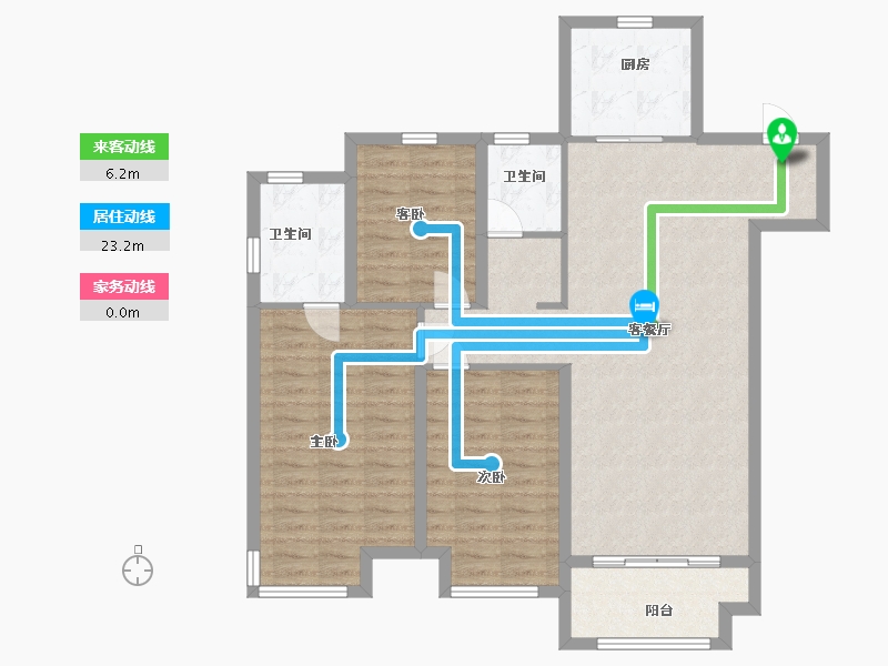 内蒙古自治区-呼和浩特市-融创鹏辉·玉兰天宸-102.00-户型库-动静线