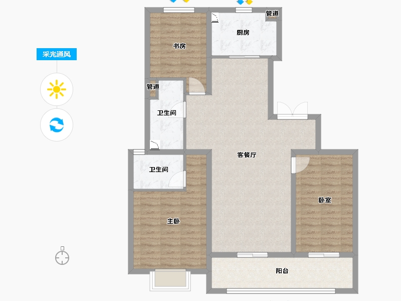 山西省-太原市-当代著MOMA-103.74-户型库-采光通风