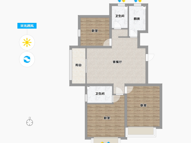 河北省-廊坊市-狮子城丁香园-81.00-户型库-采光通风