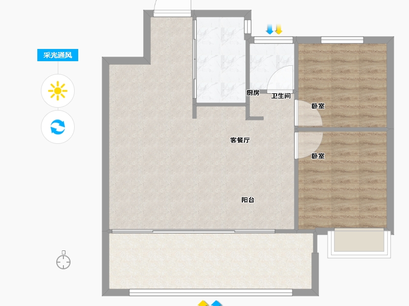 内蒙古自治区-包头市-中海·铂悦公馆-80.01-户型库-采光通风