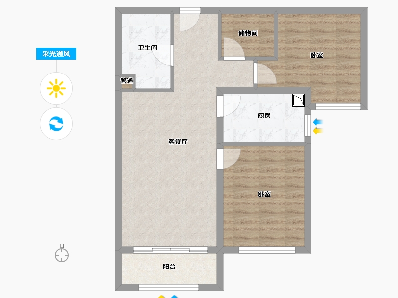 山西省-大同市-悦城·御河十号-68.44-户型库-采光通风