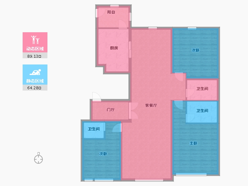 内蒙古自治区-呼和浩特市-巨华·紫光园-139.20-户型库-动静分区