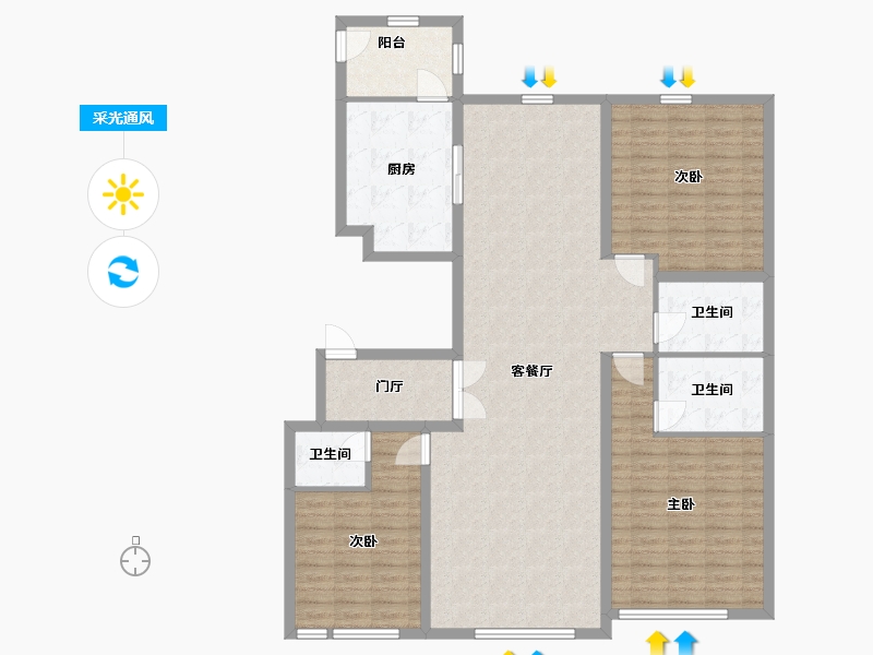 内蒙古自治区-呼和浩特市-巨华·紫光园-139.20-户型库-采光通风