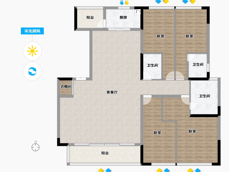 云南省-昆明市-融创九雲府-175.04-户型库-采光通风